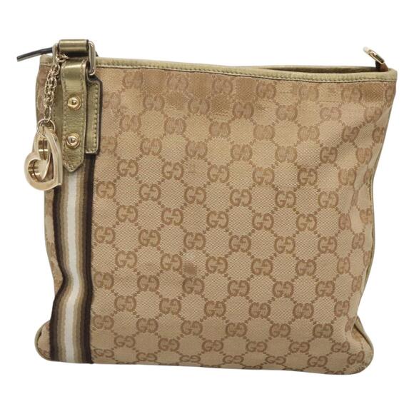 GUCCI GG Canvas Sherry Line Shoulder Bag Beige Black - Picture 2 of 16